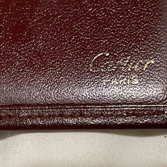 Cartier Authentic Vintage Maroon Leather Compact Wallet with Embossed Logo - Picture 5 of 16